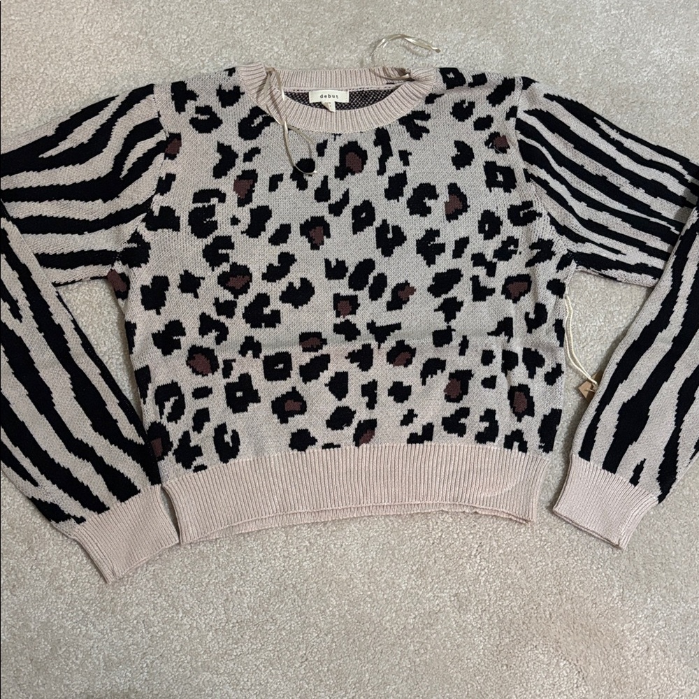 Cheeta and Zebra print cropped Sweater